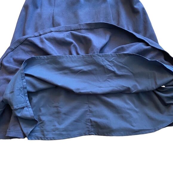 Shoshanna Ink Blue Ruffle Drop Hem Dress Belted 12 - Picture 6 of 6